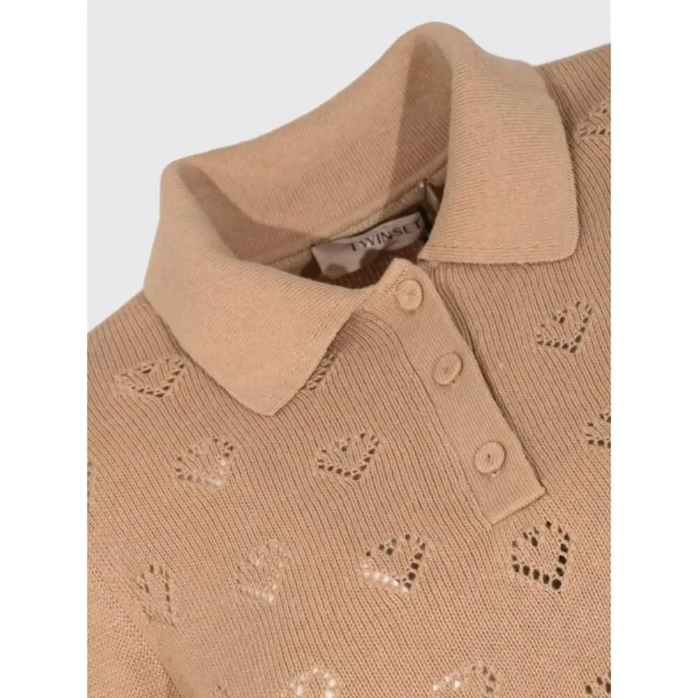 Twinset Women Puff-Sleeved Knit Polo Twinset In Cotton And Cashmere